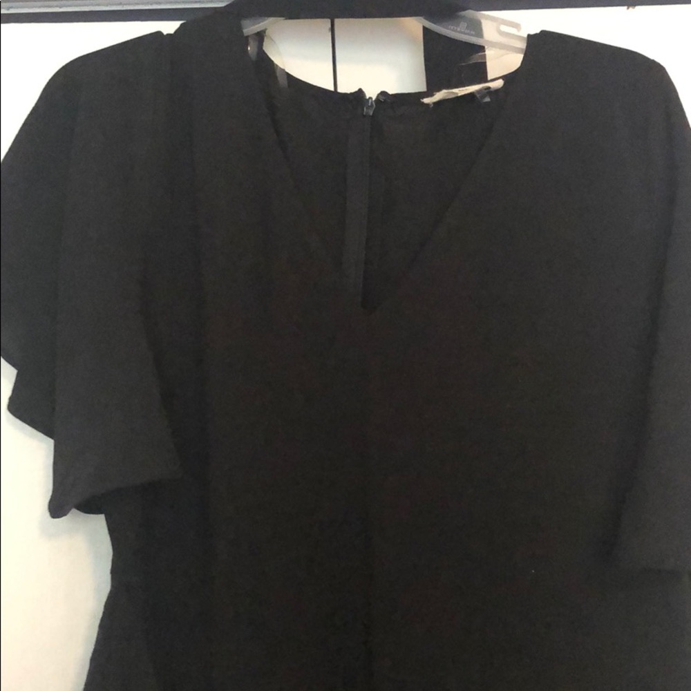 Red dress black jumpsuit